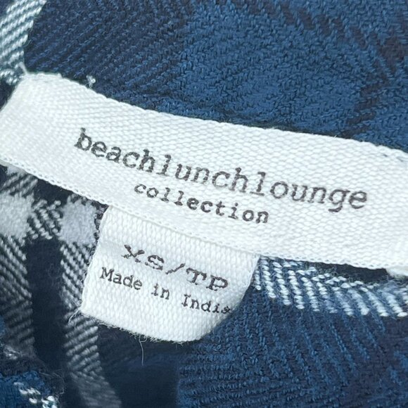 Beach Lunch Lounge Flannel Plaid Button Down Shirt Blue Cozycore Lumberjack - Picture 8 of 10